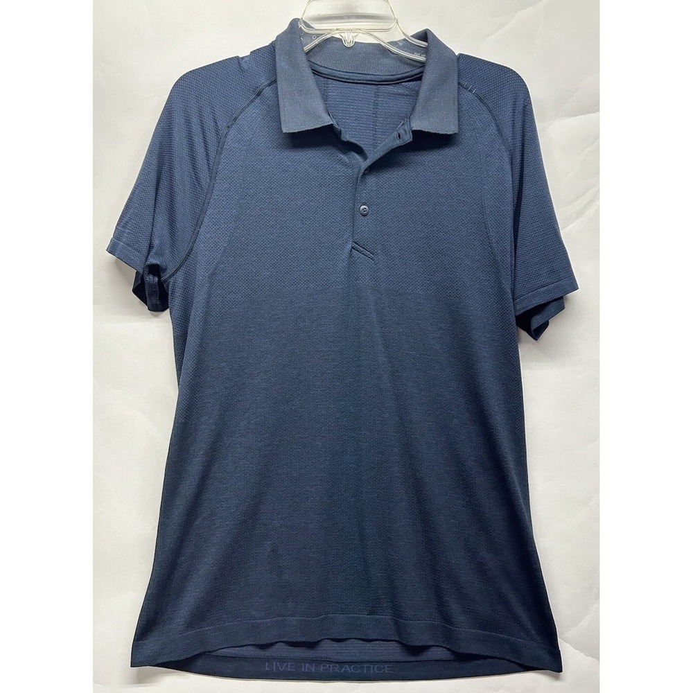 Lululemon Mens Size M Blue Short Sleeve Metal Vent Tech Polo Shirt (J13)